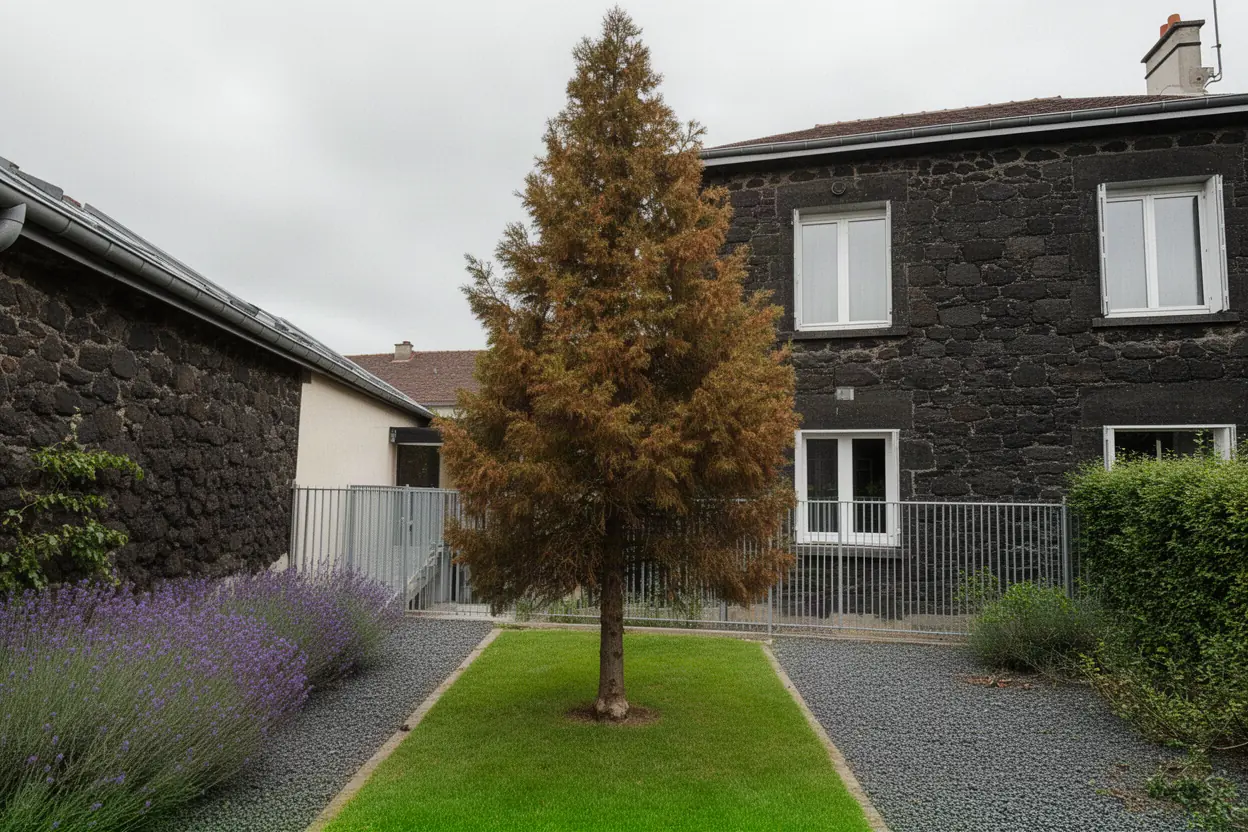 Conifère dangereux avant abattage à Clermont-Ferrand