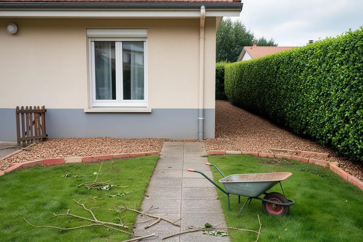 Jardin dégagé après broyage des branches à Cébazat